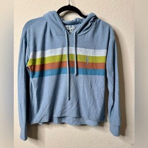 Chaser gray hooded pullover‎ sweatshirt rainbow stripe front